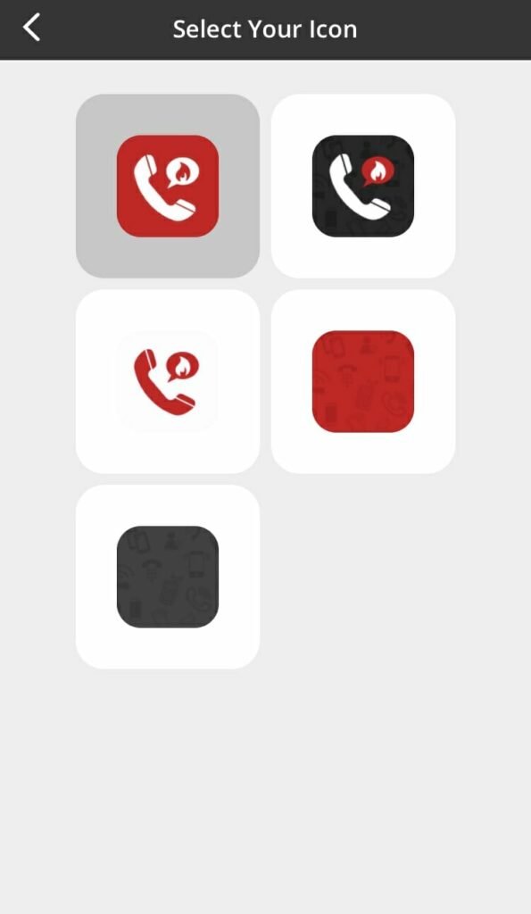Screenshot of the Hushed App, setting up your custom app icon 