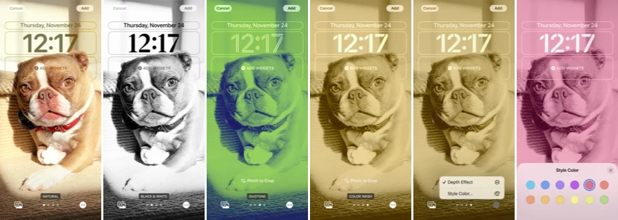 iOS wallpaper of a puppy in different colors