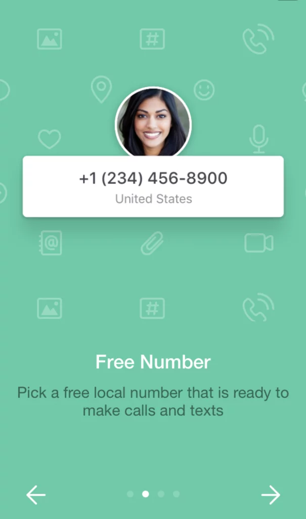 FreeTone App screen pick a free local number that is ready to make calls and texts