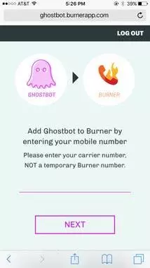 screenshot of ghostbot app , showing how you add it to burner