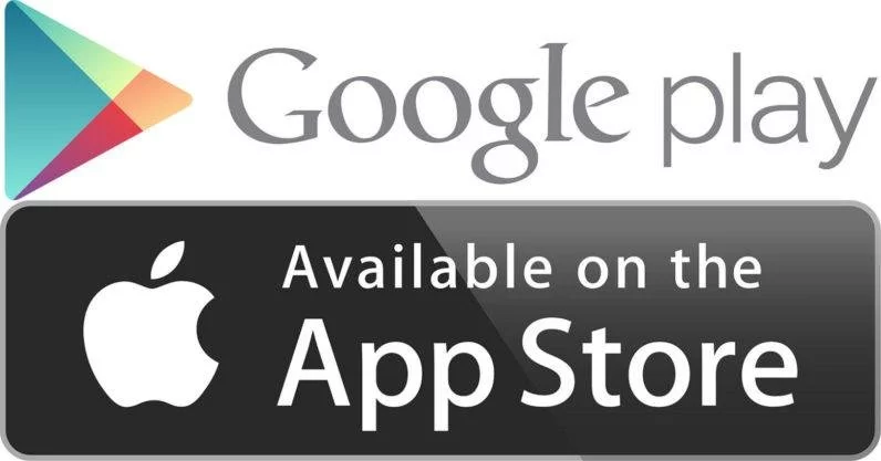 google play and apple app store logos