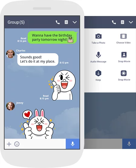 Line app screenshot showing group text