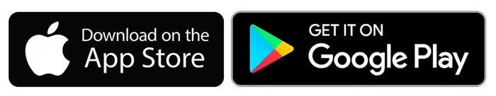 "Download on the App Store" logo and "Get it on Google Play" logo "