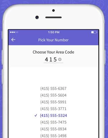 Screenshot of app showing phone numbers