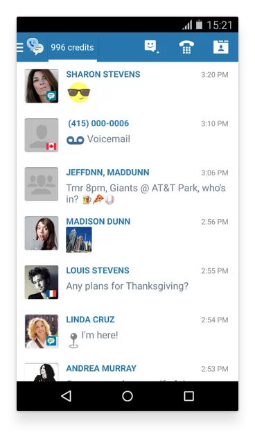 screenshot of texting app
